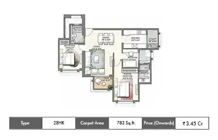 2 BHK 783 SqFt