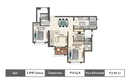 2 BHK Optima-918 SqFt